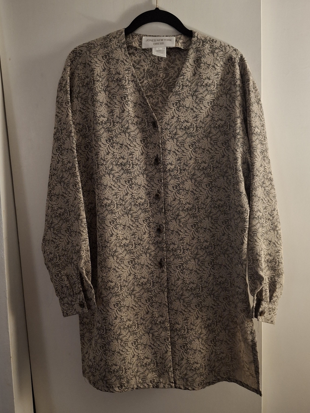 Jones New York Women's Printed Button Front Tunic - Taupe & Black